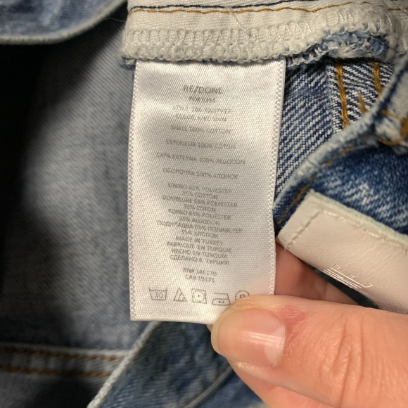 Re/Done 70s Stove Pipe Jeans Women's 30 Blue High Rise Crop Straight Leg Raw Hem - Picture 9 of 13